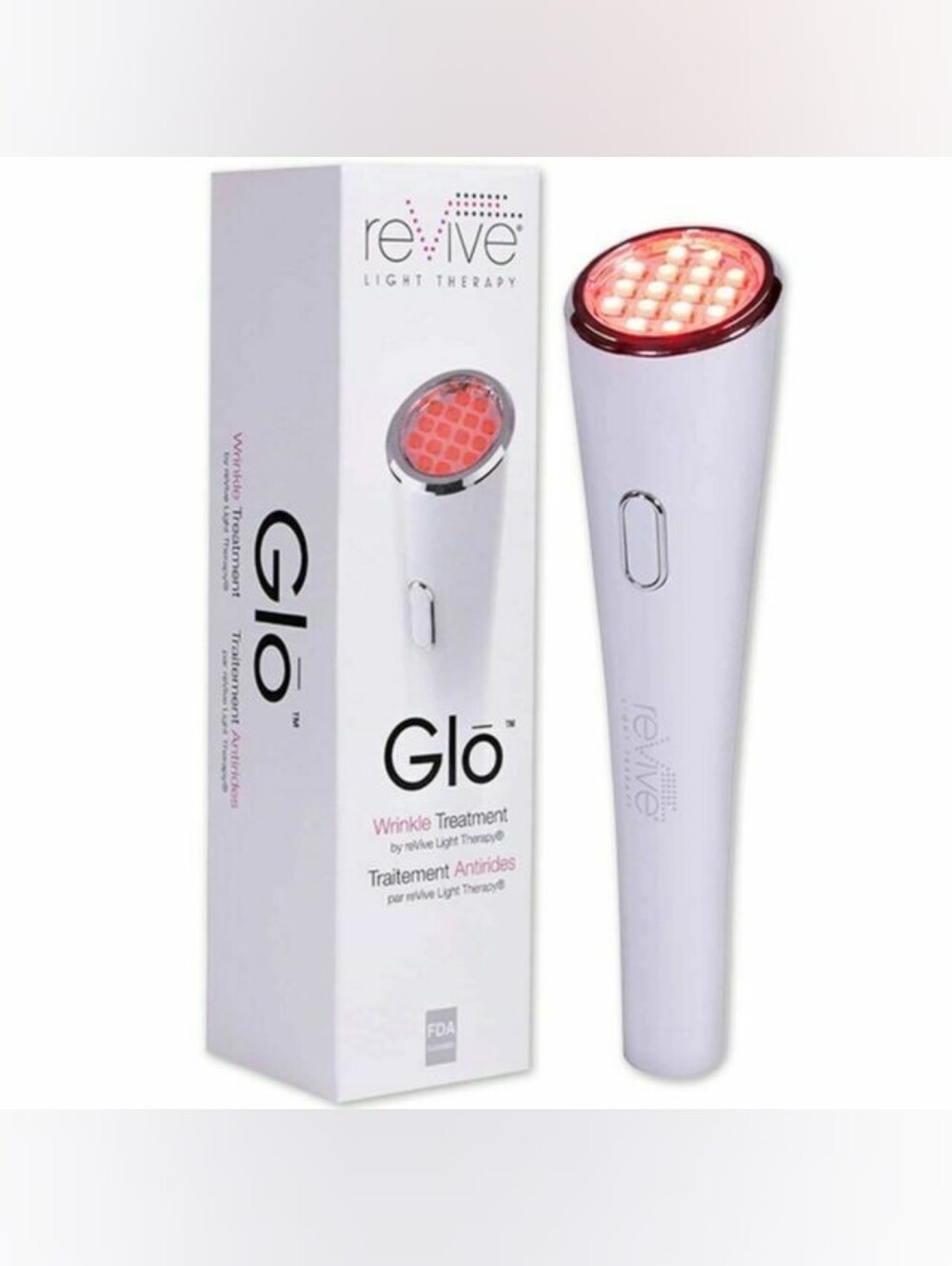 Glo Wrinkle Treatment Light Therapy Device - White & Rose Like new